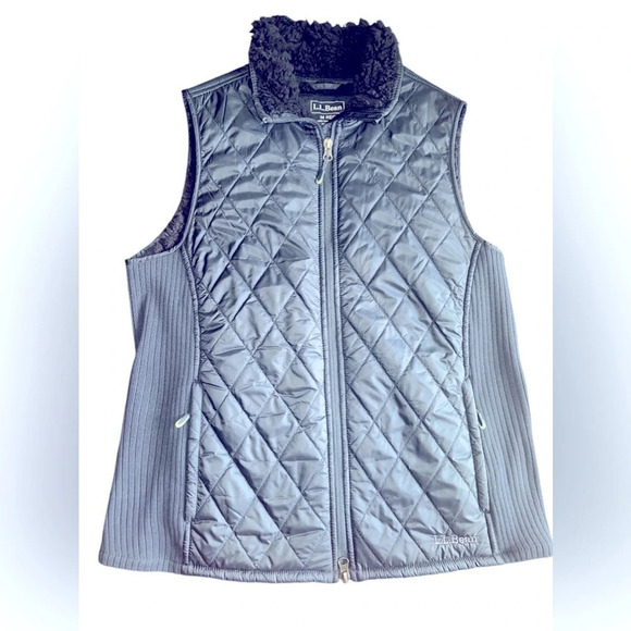 L.L. Bean Quilted Vest Women’s Medium Navy Blue Zip Front - Picture 1 of 7